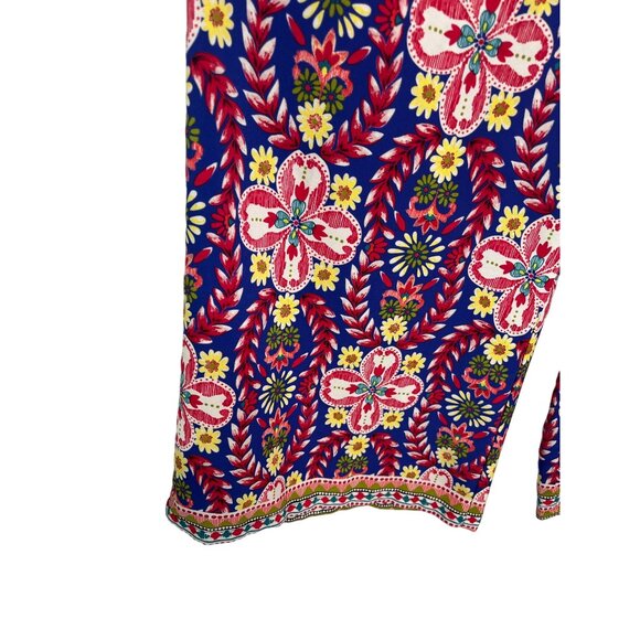 Ark & Co Floral Wide Leg Pants M Red Blue Festival Boho Flowy Palazzo Trousers - Picture 4 of 12